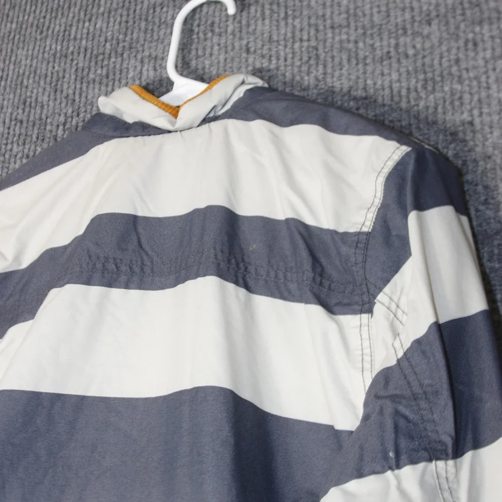 Mini Boden Jacket Boys 13-14Y Blue White Outdoor Coat Striped Puffer